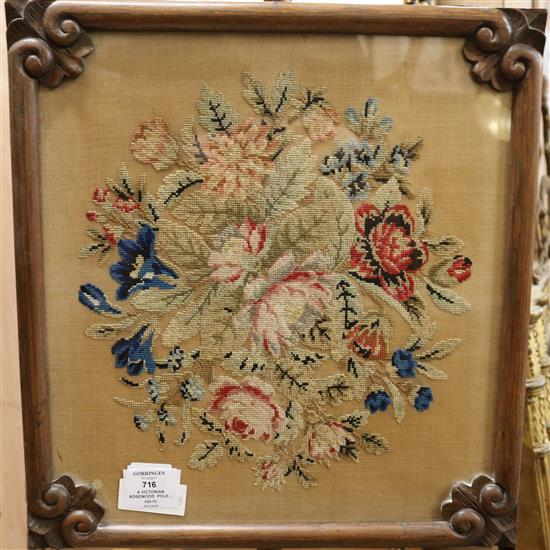 A Victorian rosewood pole screen